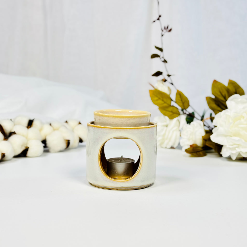 Ceramic Artisan Burner, stone coloured.